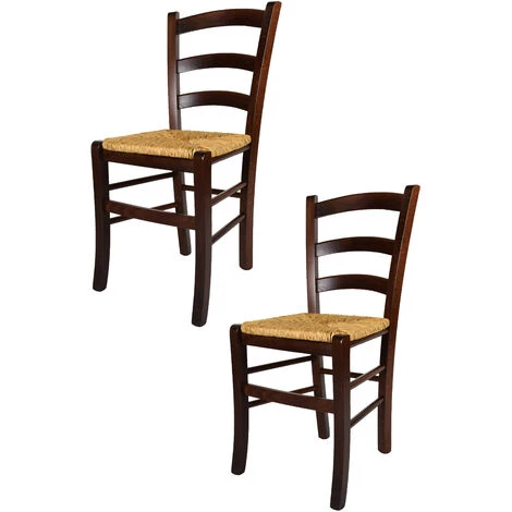 T M C S Tommychairs - Set 2 Chaises VENEZIA Pour Cuisine, Bar Et Salle à Manger, Robuste Structure En Bois De Hêtre Peindré En Couleur Noyer Foncé Et Assise En Paille - Noix Foncé 3 T M C S Tommychairs - Set 2 Chaises VENEZIA Pour Cuisine, Bar Et Salle à Manger, Robuste Structure En Bois De Hêtre Peindré En Couleur Noyer Foncé Et Assise En Paille - Noix Foncé