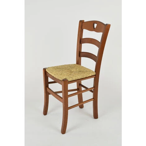T M C S Tommychairs - Set 6 Chaises CUORE Pour Cuisine, Bar Et Salle à Manger, Robuste Structure En Bois De Hêtre Peindré En Couleur Noyer Clair Et Assise En Paille - Noix 4 T M C S Tommychairs - Set 6 Chaises CUORE Pour Cuisine, Bar Et Salle à Manger, Robuste Structure En Bois De Hêtre Peindré En Couleur Noyer Clair Et Assise En Paille - Noix – Image 2