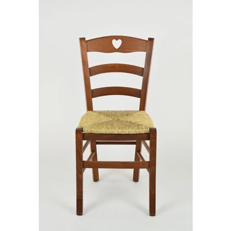 T M C S Tommychairs - Set 6 Chaises CUORE Pour Cuisine, Bar Et Salle à Manger, Robuste Structure En Bois De Hêtre Peindré En Couleur Noyer Clair Et Assise En Paille - Noix 5 T M C S Tommychairs - Set 6 Chaises CUORE Pour Cuisine, Bar Et Salle à Manger, Robuste Structure En Bois De Hêtre Peindré En Couleur Noyer Clair Et Assise En Paille - Noix – Image 3
