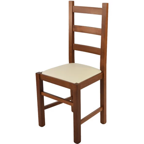 T M C S Tommychairs - Chaise RUSTICA Pour Cuisine, Bar Et Salle à Manger, Robuste Structure En Bois De Hêtre Peindré En Noyer Clair Et Assise Rembourrée Et Revêtue En Cuir Artificiel Couleur Ivoire 3 T M C S Tommychairs - Chaise RUSTICA Pour Cuisine, Bar Et Salle à Manger, Robuste Structure En Bois De Hêtre Peindré En Noyer Clair Et Assise Rembourrée Et Revêtue En Cuir Artificiel Couleur Ivoire