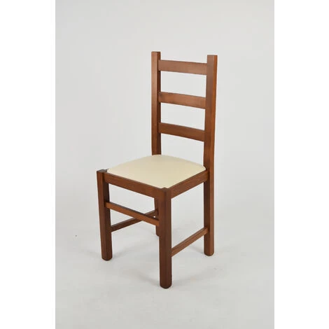 T M C S Tommychairs - Chaise RUSTICA Pour Cuisine, Bar Et Salle à Manger, Robuste Structure En Bois De Hêtre Peindré En Noyer Clair Et Assise Rembourrée Et Revêtue En Cuir Artificiel Couleur Ivoire 4 T M C S Tommychairs - Chaise RUSTICA Pour Cuisine, Bar Et Salle à Manger, Robuste Structure En Bois De Hêtre Peindré En Noyer Clair Et Assise Rembourrée Et Revêtue En Cuir Artificiel Couleur Ivoire – Image 2