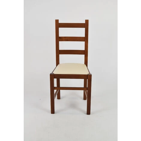 T M C S Tommychairs - Chaise RUSTICA Pour Cuisine, Bar Et Salle à Manger, Robuste Structure En Bois De Hêtre Peindré En Noyer Clair Et Assise Rembourrée Et Revêtue En Cuir Artificiel Couleur Ivoire 5 T M C S Tommychairs - Chaise RUSTICA Pour Cuisine, Bar Et Salle à Manger, Robuste Structure En Bois De Hêtre Peindré En Noyer Clair Et Assise Rembourrée Et Revêtue En Cuir Artificiel Couleur Ivoire – Image 3
