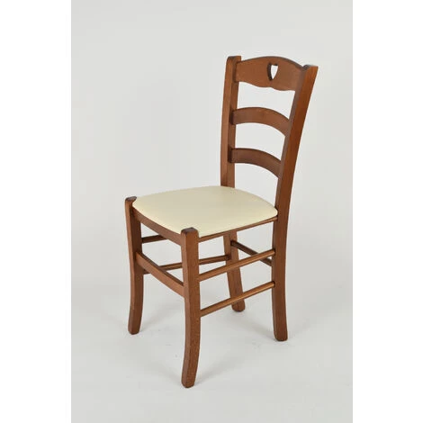 T M C S Tommychairs - Set 2 Chaises CUORE Pour Cuisine, Bar Et Salle à Manger, Robuste Structure En Bois De Hêtre Peindré En Noyer Clair Et Assise Rembourrée Et Revêtue En Cuir Artificiel Couleur Ivoire 4 T M C S Tommychairs - Set 2 Chaises CUORE Pour Cuisine, Bar Et Salle à Manger, Robuste Structure En Bois De Hêtre Peindré En Noyer Clair Et Assise Rembourrée Et Revêtue En Cuir Artificiel Couleur Ivoire – Image 2