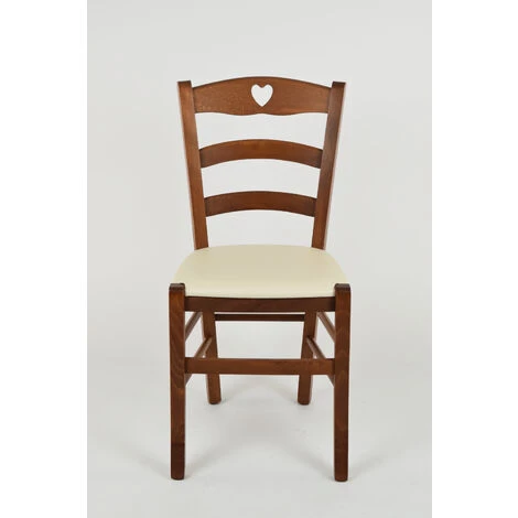 T M C S Tommychairs - Set 2 Chaises CUORE Pour Cuisine, Bar Et Salle à Manger, Robuste Structure En Bois De Hêtre Peindré En Noyer Clair Et Assise Rembourrée Et Revêtue En Cuir Artificiel Couleur Ivoire 5 T M C S Tommychairs - Set 2 Chaises CUORE Pour Cuisine, Bar Et Salle à Manger, Robuste Structure En Bois De Hêtre Peindré En Noyer Clair Et Assise Rembourrée Et Revêtue En Cuir Artificiel Couleur Ivoire – Image 3