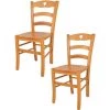T M C S Tommychairs - Set 2 Chaises CUORE Pour Cuisine, Bar Et Salle à Manger, Robuste Structure En Bois De Hêtre Peindré En Couleur Miel Et Assise En Bois