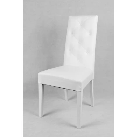 T M C S Tommychairs - Set 2 Chaises CHANTAL Pour Cuisine Et Salle à Manger, Structure En Bois De Hêtre Peindré En Blanc, Assise Et Dossier Rembourrés Et Revêtus En Cuir Artificiel Blanc Avec Boutons 4 T M C S Tommychairs - Set 2 Chaises CHANTAL Pour Cuisine Et Salle à Manger, Structure En Bois De Hêtre Peindré En Blanc, Assise Et Dossier Rembourrés Et Revêtus En Cuir Artificiel Blanc Avec Boutons – Image 2
