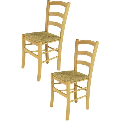 T M C S Tommychairs - Set 2 Chaises VENICE Pour Cuisine, Bar Et Salle à Manger, Robuste Structure En Bois De Hêtre Peindré En Couleur Naturelle Et Assise En Paille 3 T M C S Tommychairs - Set 2 Chaises VENICE Pour Cuisine, Bar Et Salle à Manger, Robuste Structure En Bois De Hêtre Peindré En Couleur Naturelle Et Assise En Paille