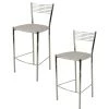T M C S Tommychairs - Set 2 Tabourets ELEGANCE Pour Cuisine, Bar Et Salle à Manger, Robuste Structure En Acier Chromé Et Assise Rembourrée Et Revêtue En Cuir Artificiel Couleur Gris Clair -banc et tabouret Soldes Boutique 36482652 1