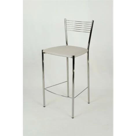 T M C S Tommychairs - Set 2 Tabourets ELEGANCE Pour Cuisine, Bar Et Salle à Manger, Robuste Structure En Acier Chromé Et Assise Rembourrée Et Revêtue En Cuir Artificiel Couleur Gris Clair 4 T M C S Tommychairs - Set 2 Tabourets ELEGANCE Pour Cuisine, Bar Et Salle à Manger, Robuste Structure En Acier Chromé Et Assise Rembourrée Et Revêtue En Cuir Artificiel Couleur Gris Clair – Image 2
