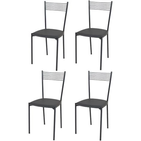 T M C S Tommychairs - Set 4 Chaises ELEGANCE Pour Cuisine, Bar Et Salle à Manger, Robuste Structure En Acier Peindré En Couleur Gris Foncé Et Assise Rembourrée Et Revêtue En Cuir Artificiel Couleur Gris Foncé - Gris Foncé 3 T M C S Tommychairs - Set 4 Chaises ELEGANCE Pour Cuisine, Bar Et Salle à Manger, Robuste Structure En Acier Peindré En Couleur Gris Foncé Et Assise Rembourrée Et Revêtue En Cuir Artificiel Couleur Gris Foncé - Gris Foncé