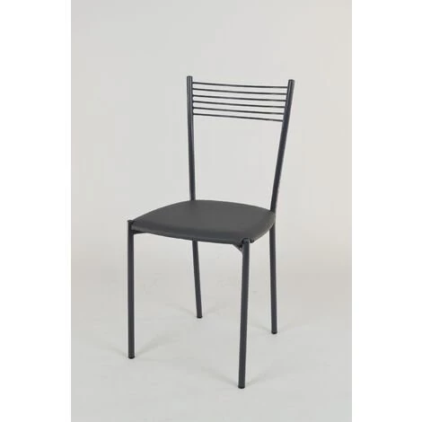 T M C S Tommychairs - Set 4 Chaises ELEGANCE Pour Cuisine, Bar Et Salle à Manger, Robuste Structure En Acier Peindré En Couleur Gris Foncé Et Assise Rembourrée Et Revêtue En Cuir Artificiel Couleur Gris Foncé - Gris Foncé 4 T M C S Tommychairs - Set 4 Chaises ELEGANCE Pour Cuisine, Bar Et Salle à Manger, Robuste Structure En Acier Peindré En Couleur Gris Foncé Et Assise Rembourrée Et Revêtue En Cuir Artificiel Couleur Gris Foncé - Gris Foncé – Image 2