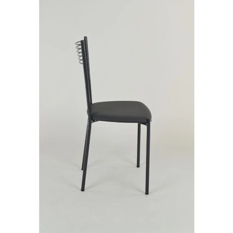 T M C S Tommychairs - Set 4 Chaises ELEGANCE Pour Cuisine, Bar Et Salle à Manger, Robuste Structure En Acier Peindré En Couleur Gris Foncé Et Assise Rembourrée Et Revêtue En Cuir Artificiel Couleur Gris Foncé - Gris Foncé 6 T M C S Tommychairs - Set 4 Chaises ELEGANCE Pour Cuisine, Bar Et Salle à Manger, Robuste Structure En Acier Peindré En Couleur Gris Foncé Et Assise Rembourrée Et Revêtue En Cuir Artificiel Couleur Gris Foncé - Gris Foncé – Image 4