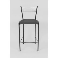 T M C S Tommychairs - Set 2 Tabourets ELEGANCE Pour Cuisine, Bar Et Salle à Manger, Robuste Structure En Acier Peindré En Couleur Gris Foncé Et Assise Rembourrée Et Revêtue En Cuir Artificiel Couleur Gris Foncé -banc et tabouret Soldes Boutique 36482812 3