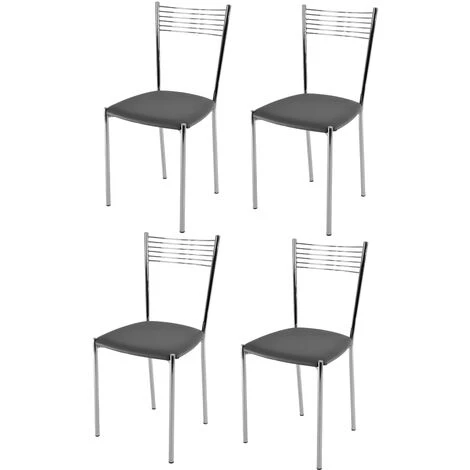 T M C S Tommychairs - Set 4 Chaises ELEGANCE Pour Cuisine, Bar Et Salle à Manger, Robuste Structure En Acier Chromé Et Assise Rembourrée Et Revêtue En Cuir Artificiel Couleur Gris Foncé - Gris Foncé 3 T M C S Tommychairs - Set 4 Chaises ELEGANCE Pour Cuisine, Bar Et Salle à Manger, Robuste Structure En Acier Chromé Et Assise Rembourrée Et Revêtue En Cuir Artificiel Couleur Gris Foncé - Gris Foncé