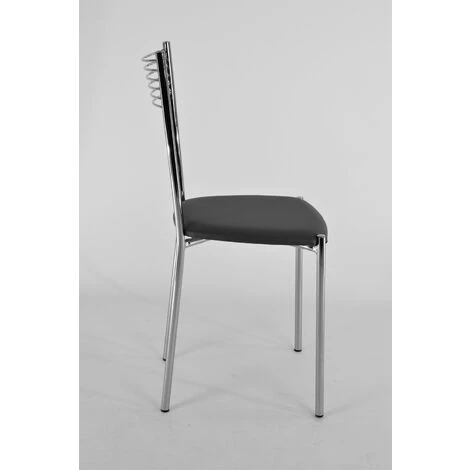 T M C S Tommychairs - Set 4 Chaises ELEGANCE Pour Cuisine, Bar Et Salle à Manger, Robuste Structure En Acier Chromé Et Assise Rembourrée Et Revêtue En Cuir Artificiel Couleur Gris Foncé - Gris Foncé 6 T M C S Tommychairs - Set 4 Chaises ELEGANCE Pour Cuisine, Bar Et Salle à Manger, Robuste Structure En Acier Chromé Et Assise Rembourrée Et Revêtue En Cuir Artificiel Couleur Gris Foncé - Gris Foncé – Image 4