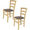 T M C S Tommychairs - Set 2 Chaises VENICE Pour Cuisine, Bar Et Salle Ã  Manger, Robuste Structure En Bois De HÃªtre PeindrÃ© En Couleur Naturel Et Assise RembourrÃ©e Et RevÃªtue En Tissu Couleur Chevreuil