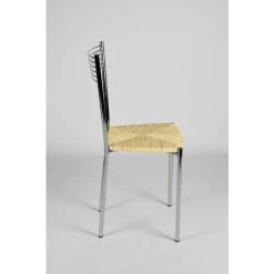 T M C S Tommychairs - Set 4 Chaises ELEGANCE Pour Cuisine, Bar Et Salle à Manger, Robuste Structure En Acier Chromé Et Assise En Fausse Paille Couleur Ivoire Naturel - Ivoire -banc et tabouret Soldes Boutique 36482827 4