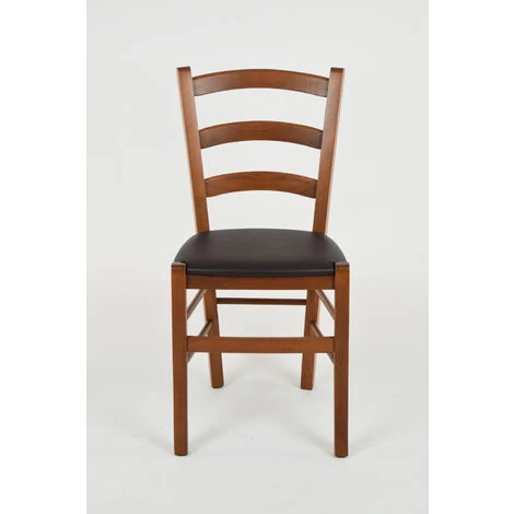 T M C S Tommychairs - Chaise VENICE Pour Cuisine, Bar Et Salle à Manger, Robuste Structure En Bois De Hêtre Peindré En Couleur Noyer Clair Et Assise Rembourrée Et Revêtue En Cuir Artificiel Moka - Noyer Clair/Moka 5 T M C S Tommychairs - Chaise VENICE Pour Cuisine, Bar Et Salle à Manger, Robuste Structure En Bois De Hêtre Peindré En Couleur Noyer Clair Et Assise Rembourrée Et Revêtue En Cuir Artificiel Moka - Noyer Clair/Moka – Image 3