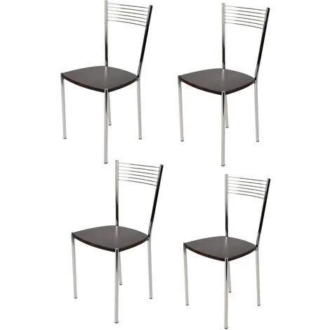 T M C S Tommychairs - Set 4 Chaises ELEGANCE Pour Cuisine, Bar Et Salle à Manger, Robuste Structure En Acier Chromé Et Assise En Bois Couleur Wengé - Wengé 3 T M C S Tommychairs - Set 4 Chaises ELEGANCE Pour Cuisine, Bar Et Salle à Manger, Robuste Structure En Acier Chromé Et Assise En Bois Couleur Wengé - Wengé