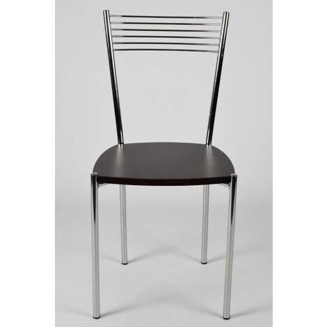 T M C S Tommychairs - Set 4 Chaises ELEGANCE Pour Cuisine, Bar Et Salle à Manger, Robuste Structure En Acier Chromé Et Assise En Bois Couleur Wengé - Wengé 5 T M C S Tommychairs - Set 4 Chaises ELEGANCE Pour Cuisine, Bar Et Salle à Manger, Robuste Structure En Acier Chromé Et Assise En Bois Couleur Wengé - Wengé – Image 3