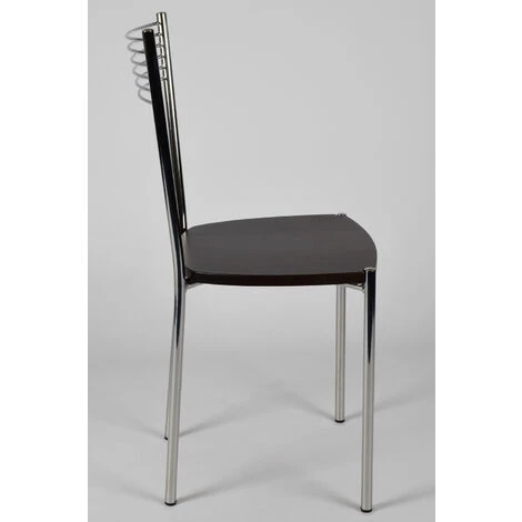 T M C S Tommychairs - Set 4 Chaises ELEGANCE Pour Cuisine, Bar Et Salle à Manger, Robuste Structure En Acier Chromé Et Assise En Bois Couleur Wengé - Wengé 6 T M C S Tommychairs - Set 4 Chaises ELEGANCE Pour Cuisine, Bar Et Salle à Manger, Robuste Structure En Acier Chromé Et Assise En Bois Couleur Wengé - Wengé – Image 4