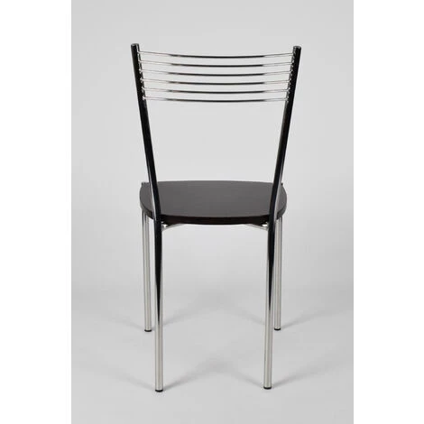 T M C S Tommychairs - Set 4 Chaises ELEGANCE Pour Cuisine, Bar Et Salle à Manger, Robuste Structure En Acier Chromé Et Assise En Bois Couleur Wengé - Wengé 7 T M C S Tommychairs - Set 4 Chaises ELEGANCE Pour Cuisine, Bar Et Salle à Manger, Robuste Structure En Acier Chromé Et Assise En Bois Couleur Wengé - Wengé – Image 5