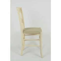 T M C S Tommychairs - Chaise CROSS Pour Cuisine, Bar Et Salle Ã  Manger, Robuste Structure En Bois De HÃªtre PeindrÃ© En Couleur Aniline Blanche Et Assise RembourrÃ©e Et RevÃªtue En Tissu Couleur Chanvre -banc et tabouret Soldes Boutique 36482897 4