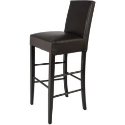 T M C S Tommychairs - Tabouret LUISA Pour Cuisine, Bar Et Salle Ã  Manger, Robuste Structure En Bois De HÃªtre PeindrÃ© En Couleur WengÃ©, Assise Et Dossier RembourrÃ©s Et RevÃªtus En Cuir Artificiel Couleur Brun