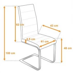 ESTEXO Chaise De Salle à Manger Cantilever Chaise De Cuisine à Piètement Luge 2/4/6/8 C Blanc -banc et tabouret Soldes Boutique 36592610 2