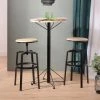 MEUBLES COSY Lot De 2 Tabouret De Bar Réglable 66.5-74cm En Imitation Bois Chêne Et Métal Design Industriel -banc et tabouret Soldes Boutique 36754772 1