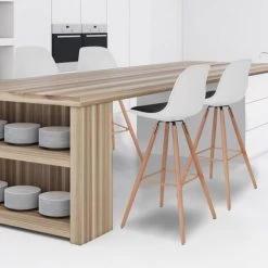 IDMARKET Lot De 4 Tabourets De Bar SARA Bicolore Blancs Coussin Noir - Noir -banc et tabouret Soldes Boutique 36843008 5