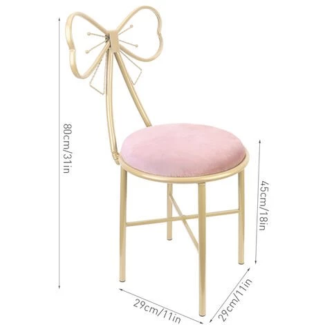 UNHO Chaise Coiffeuse Lot De 2 - Fauteuil Noeud Papillon En Fer Et Velours 29x29x80cm Chaise Lounge Moderne Pour Salon Spa Café Pub Cuisine - Rose 5 UNHO Chaise Coiffeuse Lot De 2 - Fauteuil Noeud Papillon En Fer Et Velours 29x29x80cm Chaise Lounge Moderne Pour Salon Spa Café Pub Cuisine - Rose – Image 3