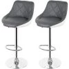 YONGQING 2* Tabourets De Bar En Similicuir Hauteur Réglable Convient Pour La Maison Bar - Gris-blanc