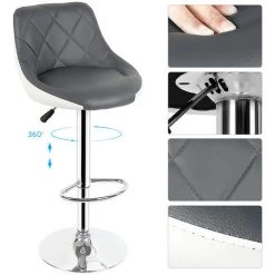YONGQING 2* Tabourets De Bar En Similicuir Hauteur Réglable Convient Pour La Maison Bar - Gris-blanc -banc et tabouret Soldes Boutique 36983834 3