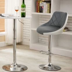 YONGQING 2* Tabourets De Bar En Similicuir Hauteur Réglable Convient Pour La Maison Bar - Gris-blanc -banc et tabouret Soldes Boutique 36983834 5