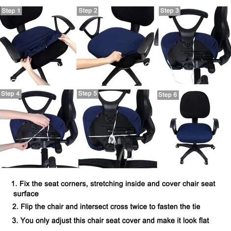 BRIDAY Housses De Siège De Chaise D'ordinateur De Bureau En Jacquard Extensible, Protecteurs De Coussin De Siège De Chaise De Bureau Anti-poussière Lavables Amovibles - Noir 6 BRIDAY Housses De Siège De Chaise D'ordinateur De Bureau En Jacquard Extensible, Protecteurs De Coussin De Siège De Chaise De Bureau Anti-poussière Lavables Amovibles - Noir – Image 4