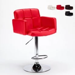 SUPERSTOOL Tabouret Avec Accoudoirs Pour Bar Ou Cuisine En Imitation Cuir Oakland | Rouge