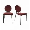 MEUBLETMOI Lot 2 Chaises Rouge Médaillon Velours Pieds Métal - BROADWAY 9088 - Rouge