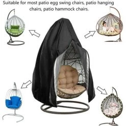 AIDUCHO Couverture De Fauteuil Oeuf Imperméable Housse De Fauteuil Oeuf Suspendu Exterieur Jardin Couverture De Chaise Suspendue Coupe-Vent Anti-UV -banc et tabouret Soldes Boutique 37281447 3