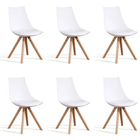 Lot De 6 Chaises Scandinaves Blanches - Minsk - Designetsamaison 3 Lot De 6 Chaises Scandinaves Blanches - Minsk - Designetsamaison