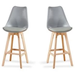 Lot De 2 Tabourets De Bar Grises - Gotteborg - Designetsamaison - Gris