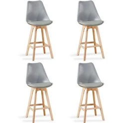 Lot De 4 Tabourets De Bar Grises - Gotteborg - Designetsamaison - Gris