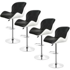 YONGQING 4 X Tabouret De Bar Maison Petit Déjeuner Table Pivotante Réglable En Hauteur Noir-Blanc - Noir-blanc -banc et tabouret Soldes Boutique 37536410 5