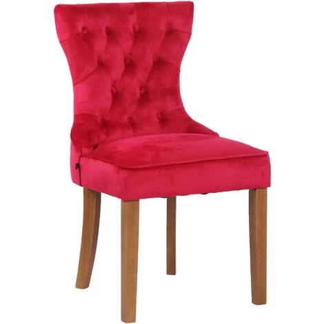 CLP Chaise De Salle à Manger Franca En Velours Et Pieds En Bois De Caoutchouc Rouge Antique Clair 3 CLP Chaise De Salle à Manger Franca En Velours Et Pieds En Bois De Caoutchouc Rouge Antique Clair