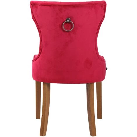 CLP Chaise De Salle à Manger Franca En Velours Et Pieds En Bois De Caoutchouc Rouge Antique Clair 7 CLP Chaise De Salle à Manger Franca En Velours Et Pieds En Bois De Caoutchouc Rouge Antique Clair – Image 5