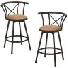 MEUBLES COSY Lot De 2 Tabouret De Bar Pivotant Industriel, Hauteur D'assise 63cm, Avec Repose-Pied Et Dossier Et Coussin Rembourré - MARRON -banc et tabouret Soldes Boutique 38156215 1