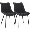 WOLTU 2 X Chaises De Salle à Manger Siège En Lin. Chaises De Cusine. Pieds En Métal. Gris Foncé