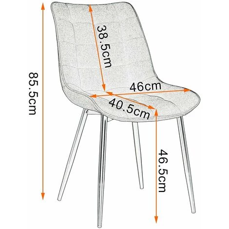 WOLTU 2 X Chaises De Salle à Manger Siège En Lin. Chaises De Cusine. Pieds En Métal. Gris Foncé 6 WOLTU 2 X Chaises De Salle à Manger Siège En Lin. Chaises De Cusine. Pieds En Métal. Gris Foncé – Image 4