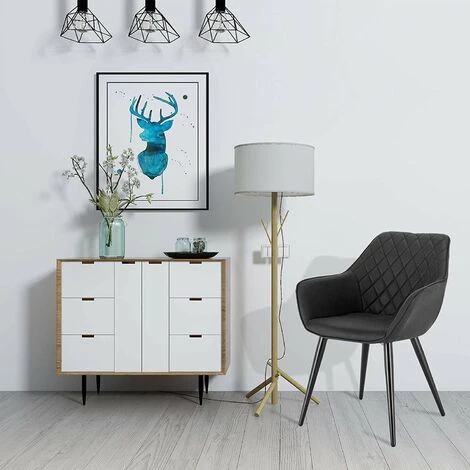 WOLTU 1 X Chaise De Salle à Manger Siège Bien Rembourré En Velours. Chaise De Cuisine Pied En Métal. 41x45 Cm.Anthracite 5 WOLTU 1 X Chaise De Salle à Manger Siège Bien Rembourré En Velours. Chaise De Cuisine Pied En Métal. 41x45 Cm.Anthracite – Image 3