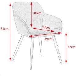 WOLTU Chaise De Salle à Manger. Chaise De Cuisine. Chaise De Salon En Lin. Pieds En Métal. Noir -banc et tabouret Soldes Boutique 38233414 4